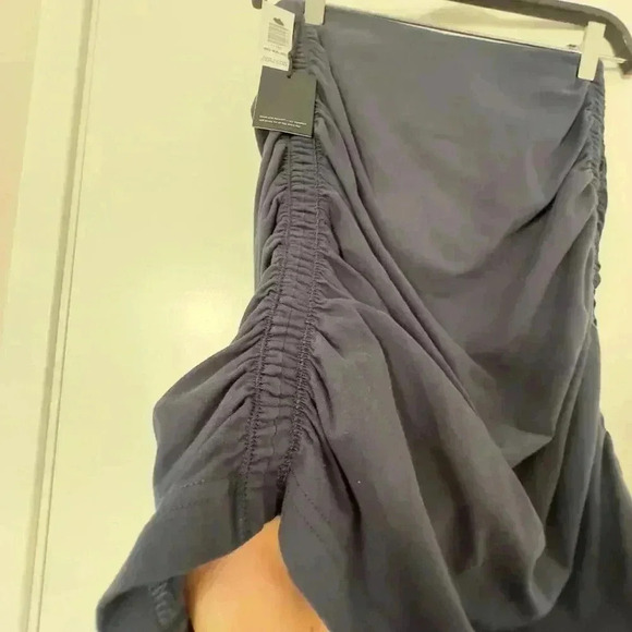 Aritzia Tna Chill Malibu Skirt Stretch-Jersey Ruched Bodycon Mini Skirt Navy W M - Picture 4 of 9